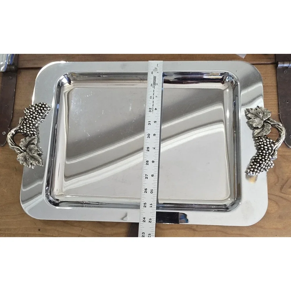 Vintage Towle Silversmiths Grape Vine Serving Tray Silver Tone 20